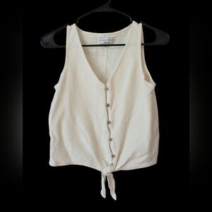 Madewell Texture & Thread Button-Front Tie Tank Top Cream Womens Sz S